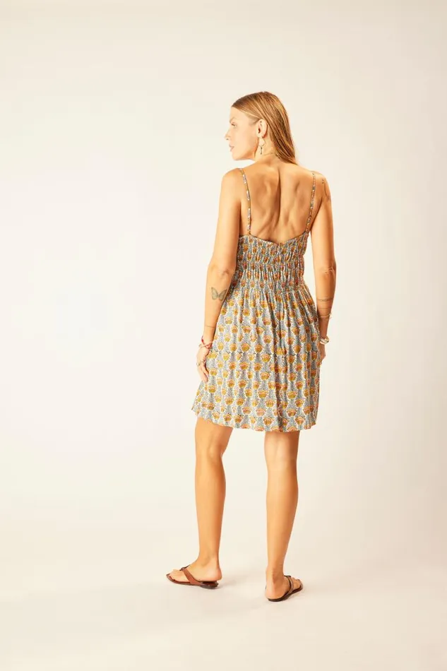 Dresses Shop Natalie Martin GINA SHORT DRESS Tulip Print French Blue