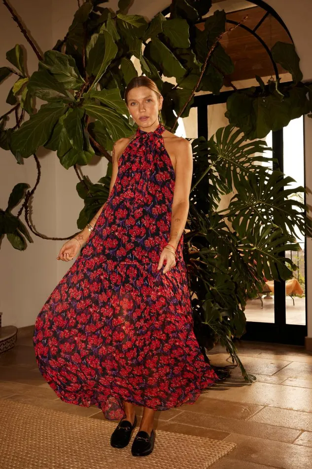 Dresses Shop Natalie Martin INDIANA MAXI Chiffon Watercolor Onyx