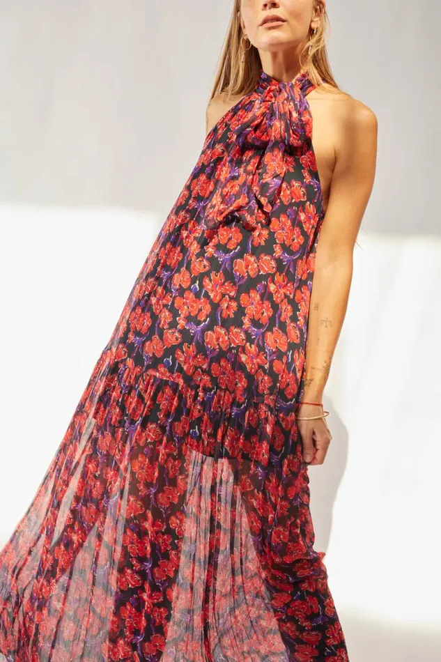 Dresses Shop Natalie Martin INDIANA MAXI Chiffon Watercolor Onyx