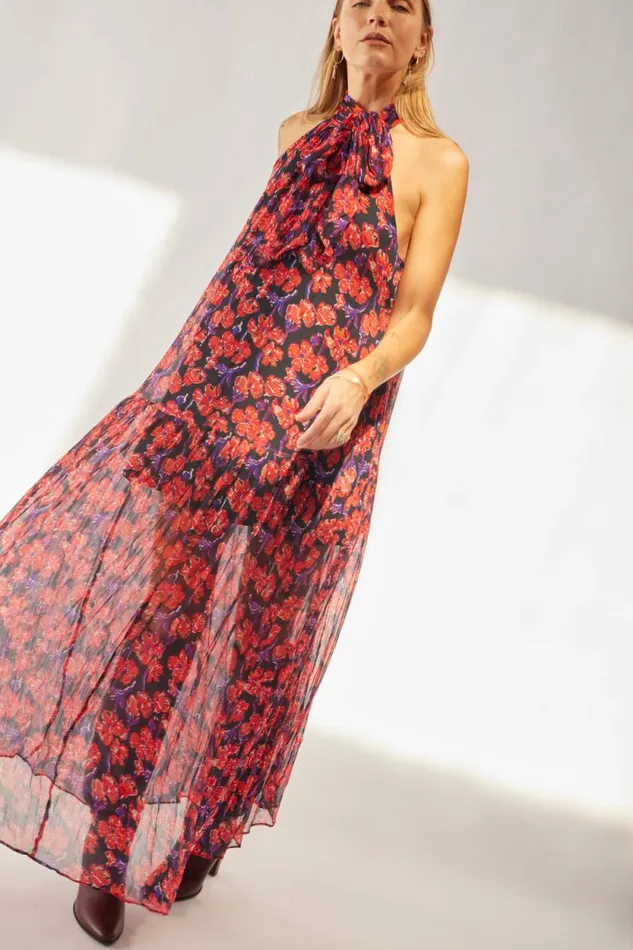 Dresses Shop Natalie Martin INDIANA MAXI Chiffon Watercolor Onyx