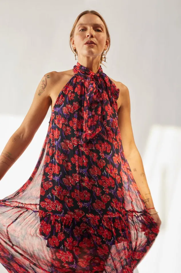 Dresses Shop Natalie Martin INDIANA MAXI Chiffon Watercolor Onyx