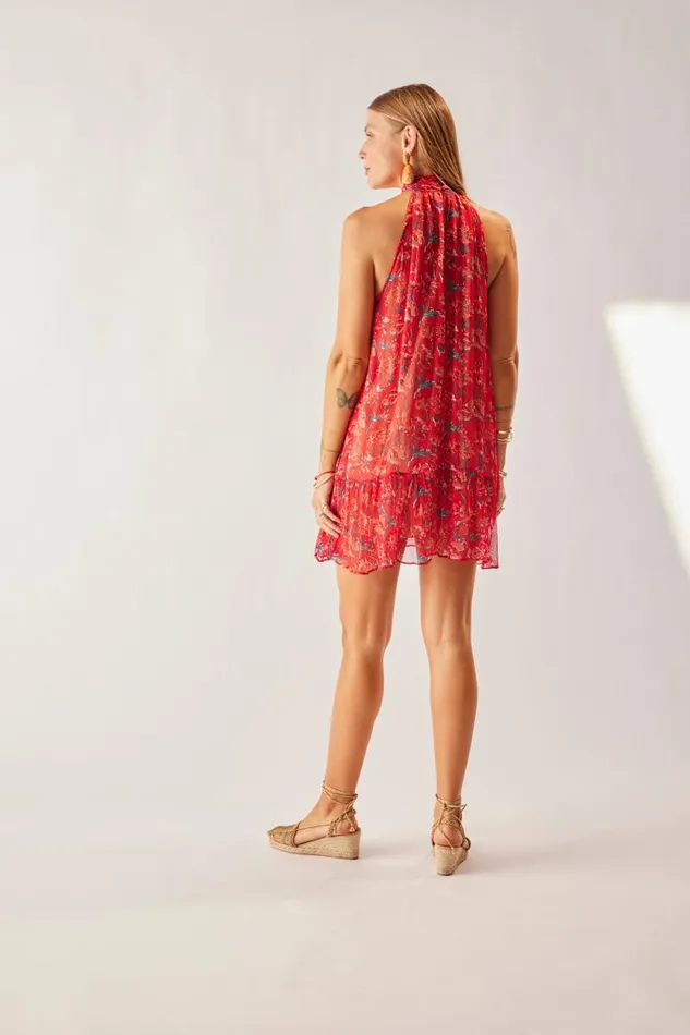 Dresses Shop Natalie Martin INDIANA MINI Chiffon Watercolor Verm