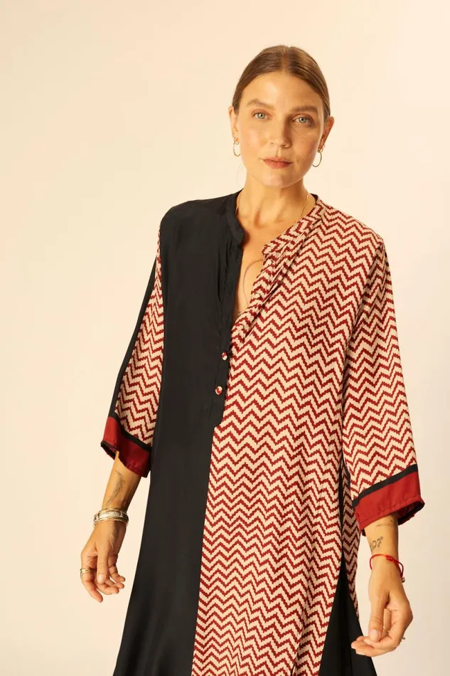 Dresses Shop Natalie Martin ISOBEL DRESS Block Zigzag Noire