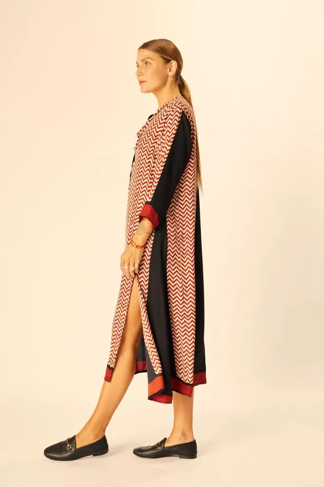 Dresses Shop Natalie Martin ISOBEL DRESS Block Zigzag Noire