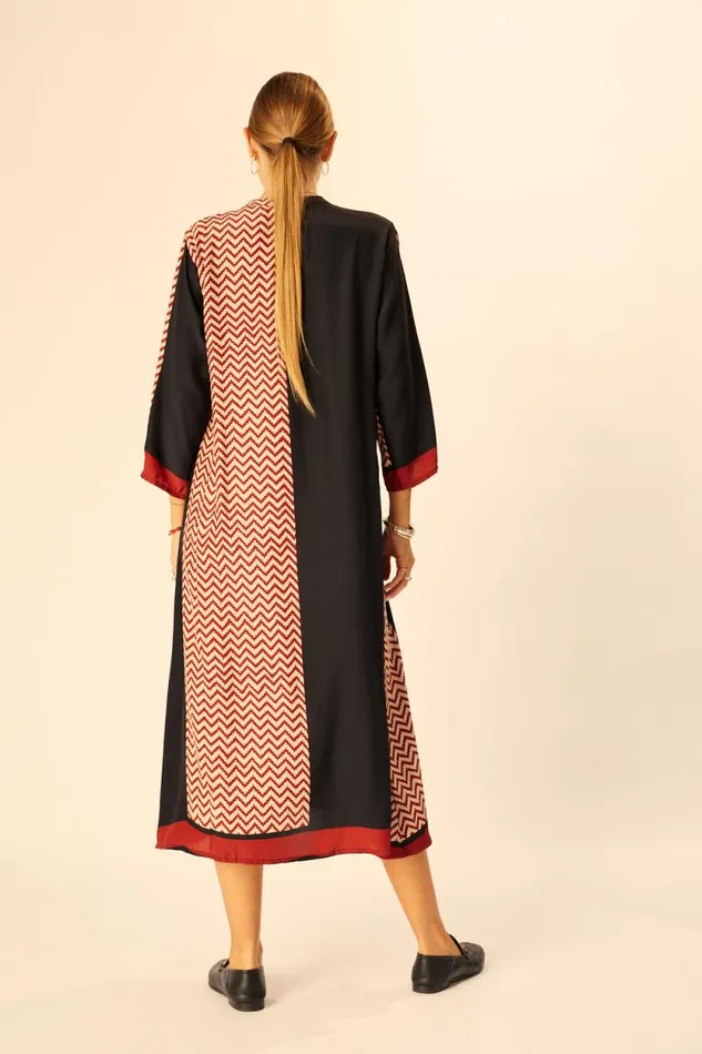 Dresses Shop Natalie Martin ISOBEL DRESS Block Zigzag Noire