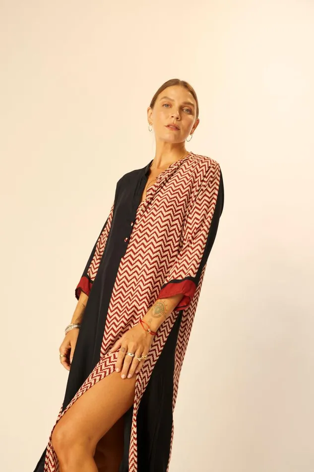 Dresses Shop Natalie Martin ISOBEL DRESS Block Zigzag Noire