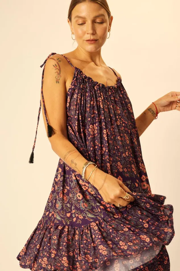 Dresses Shop Natalie Martin JERUSHA MINI Petite Fleur Aubergine