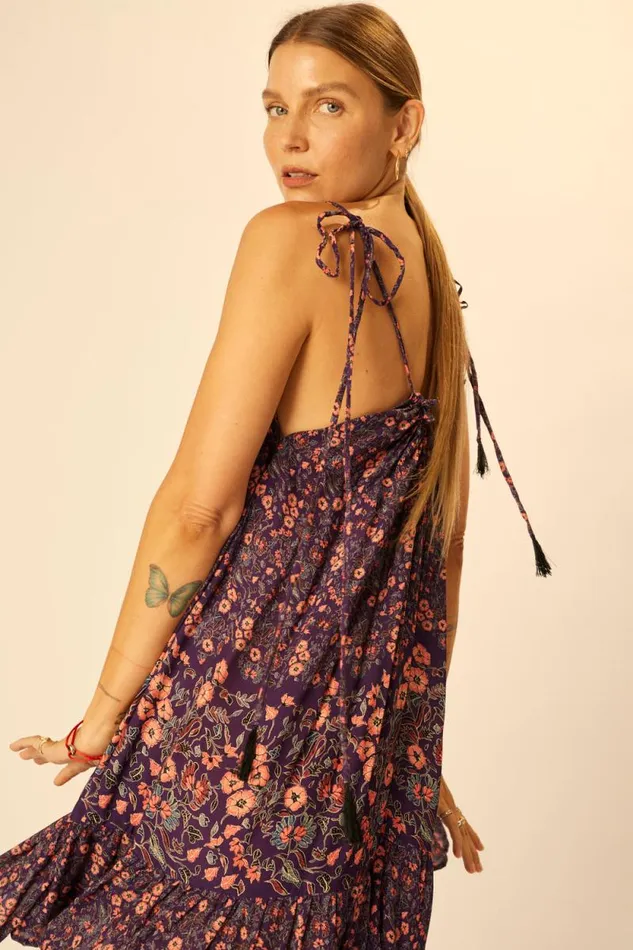 Dresses Shop Natalie Martin JERUSHA MINI Petite Fleur Aubergine