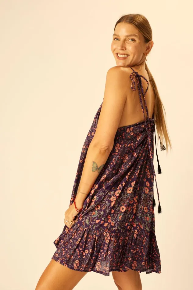Dresses Shop Natalie Martin JERUSHA MINI Petite Fleur Aubergine