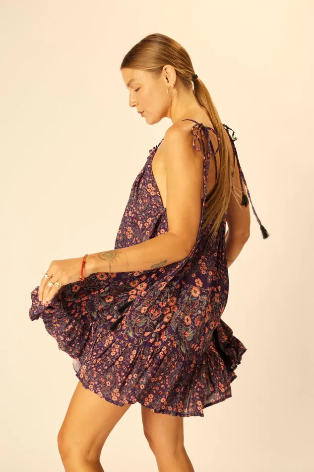 Dresses Shop Natalie Martin JERUSHA MINI Petite Fleur Aubergine