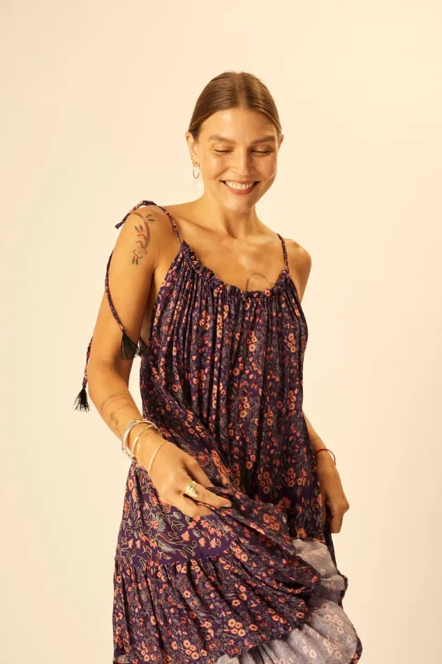 Dresses Shop Natalie Martin JERUSHA MINI Petite Fleur Aubergine