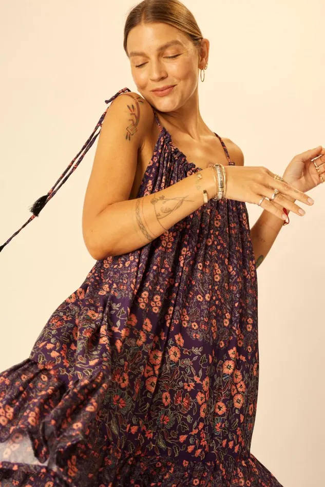 Dresses Shop Natalie Martin JERUSHA MINI Petite Fleur Aubergine
