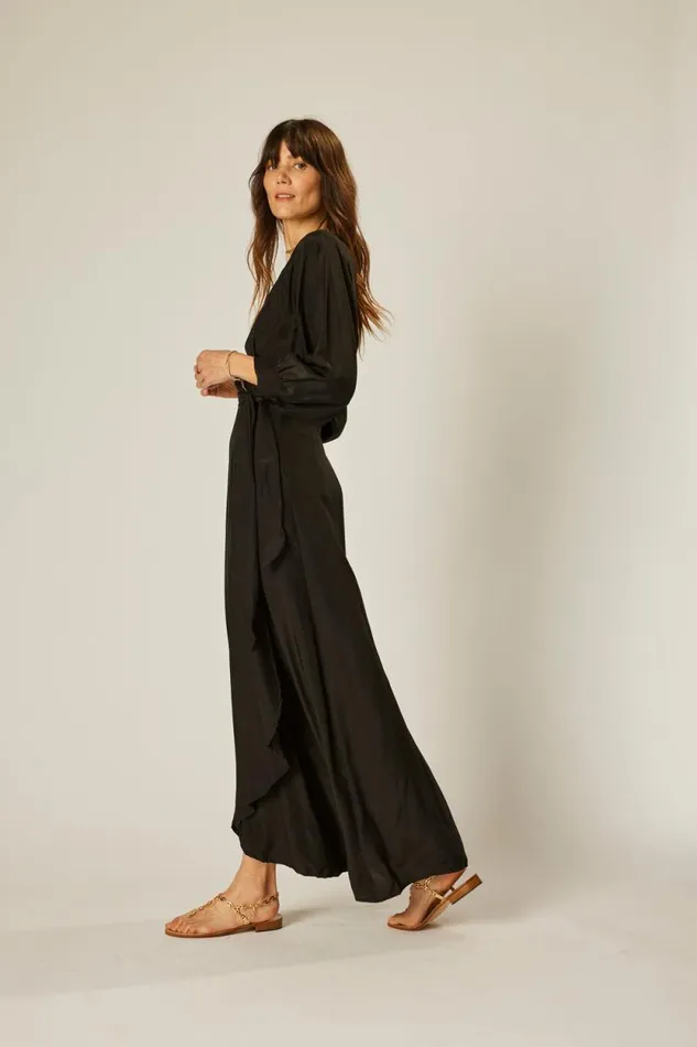 Dresses Shop Natalie Martin KATE LONG SLEEVE MAXI Black Silk
