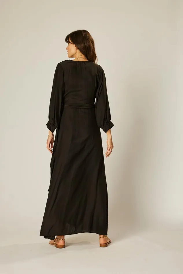 Dresses Shop Natalie Martin KATE LONG SLEEVE MAXI Black Silk