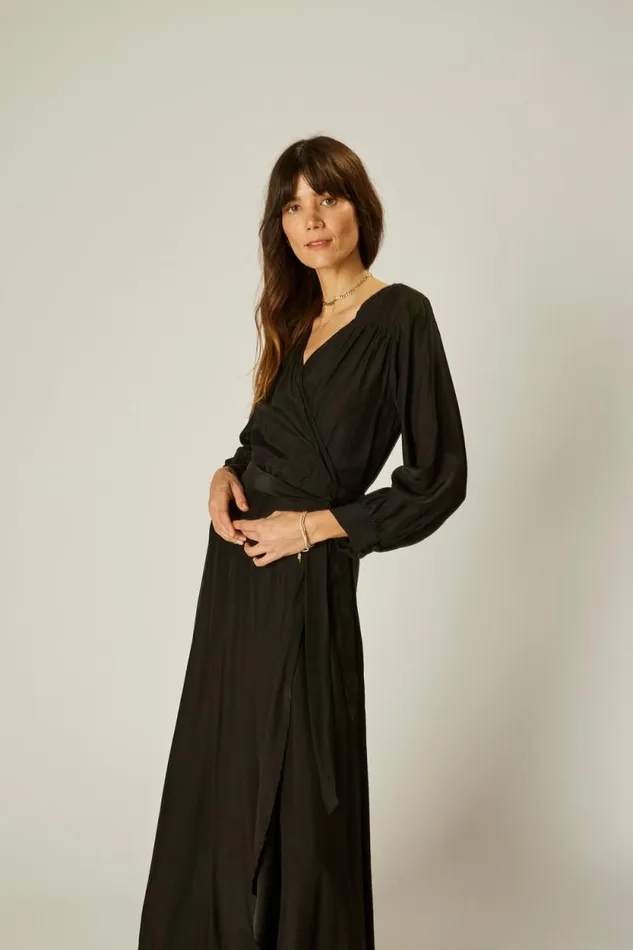 Dresses Shop Natalie Martin KATE LONG SLEEVE MAXI Black Silk