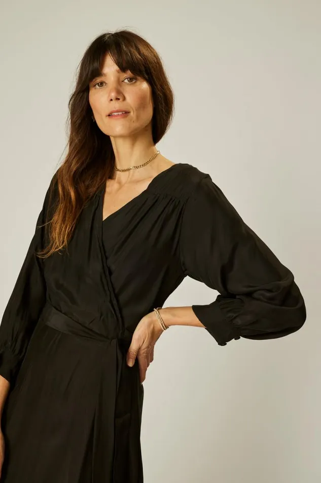Dresses Shop Natalie Martin KATE LONG SLEEVE MAXI Black Silk