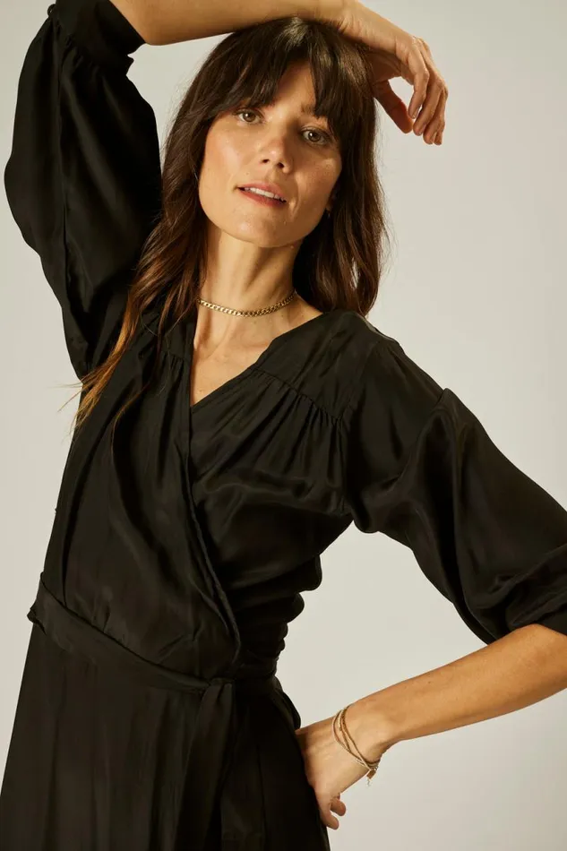 Dresses Shop Natalie Martin KATE LONG SLEEVE MAXI Black Silk