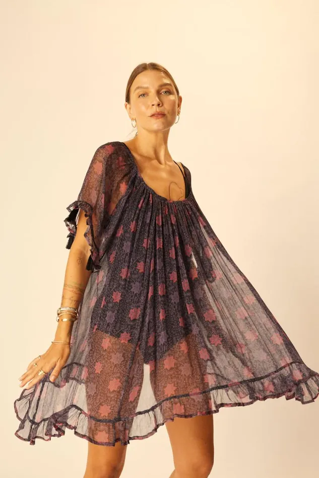 Dresses Shop Natalie Martin MARINA DRESS Snowflake Aubergine