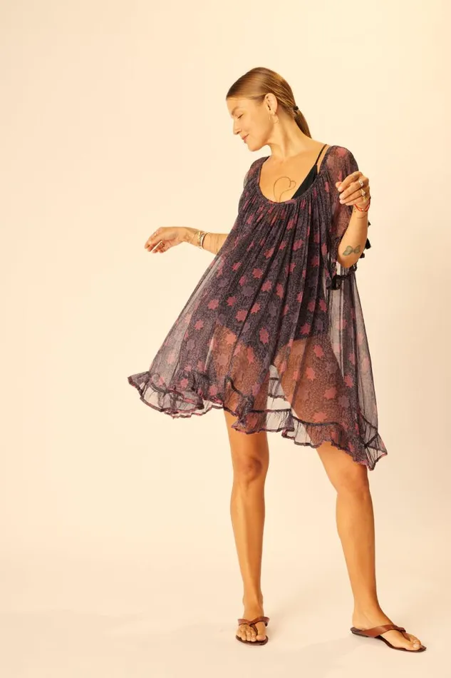 Dresses Shop Natalie Martin MARINA DRESS Snowflake Aubergine