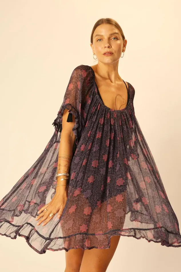 Dresses Shop Natalie Martin MARINA DRESS Snowflake Aubergine