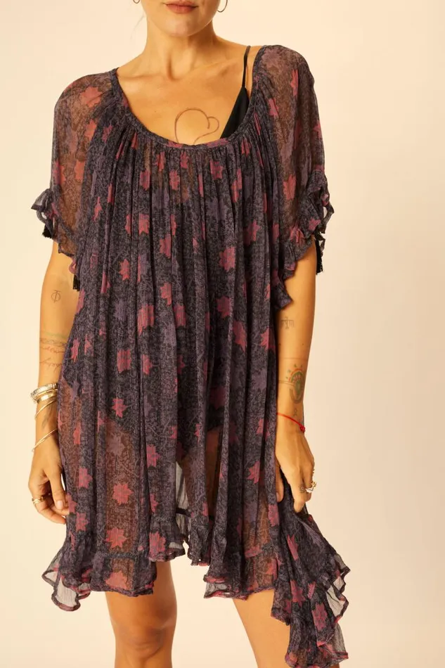 Dresses Shop Natalie Martin MARINA DRESS Snowflake Aubergine