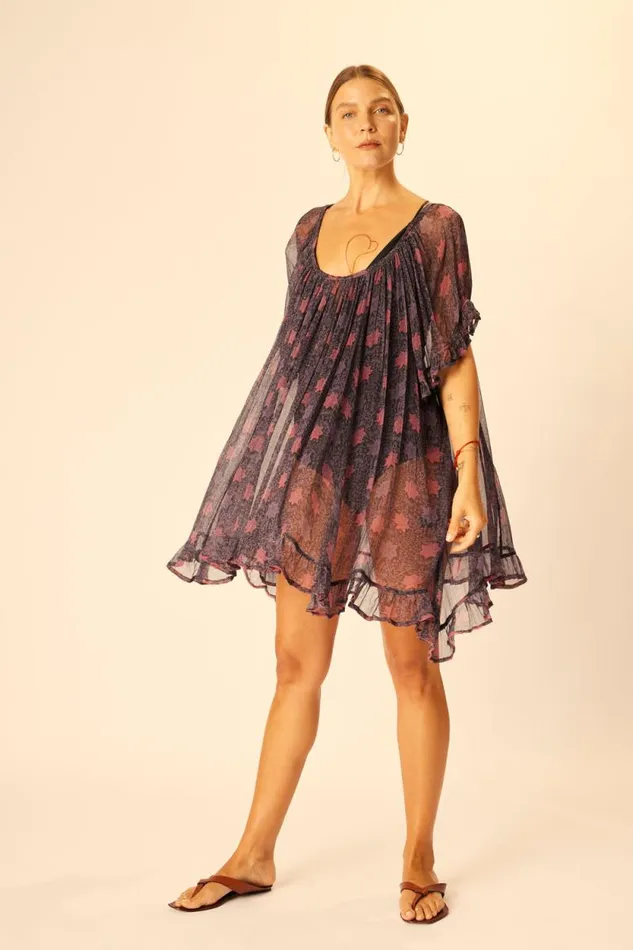 Dresses Shop Natalie Martin MARINA DRESS Snowflake Aubergine