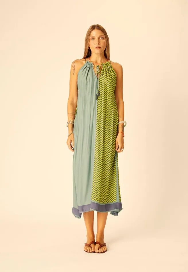 Dresses Shop Natalie Martin MARLIEN DRESS Block Zigzag Lime