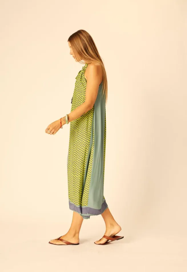 Dresses Shop Natalie Martin MARLIEN DRESS Block Zigzag Lime