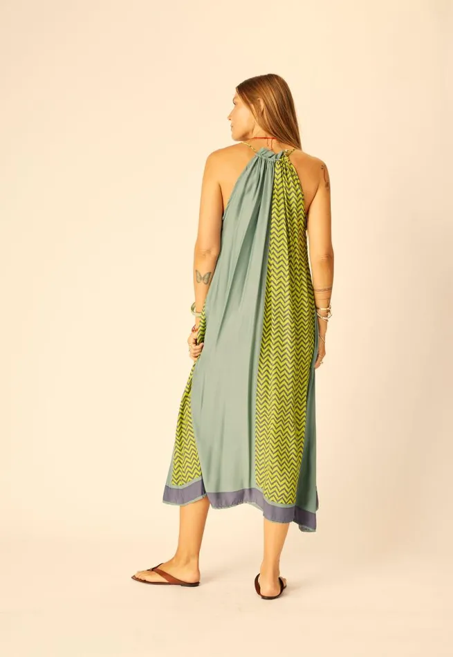 Dresses Shop Natalie Martin MARLIEN DRESS Block Zigzag Lime