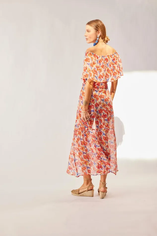 Dresses Shop Natalie Martin NAOMI DRESS WITH SASH Chiffon Watercolor Clem