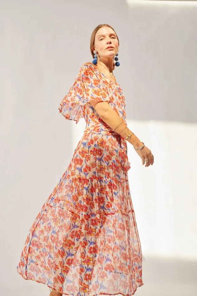 Dresses Shop Natalie Martin NAOMI DRESS WITH SASH Chiffon Watercolor Clem