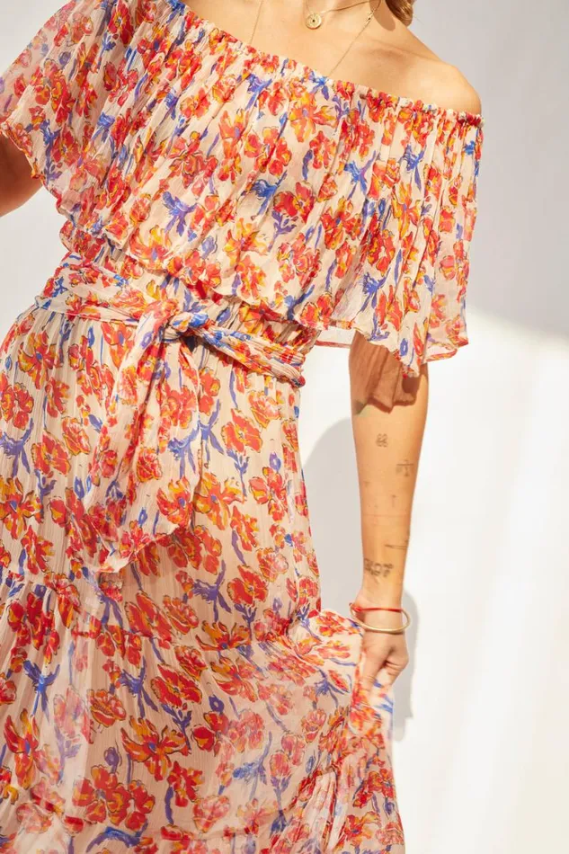 Dresses Shop Natalie Martin NAOMI DRESS WITH SASH Chiffon Watercolor Clem