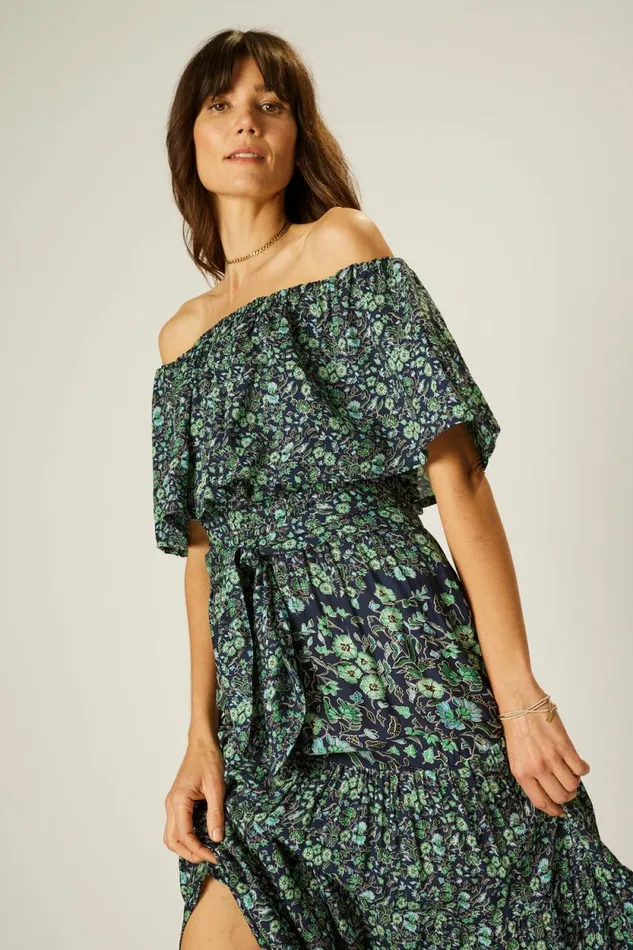 Dresses Shop Natalie Martin NAOMI DRESS WITH SASH Petite Fleur Marine