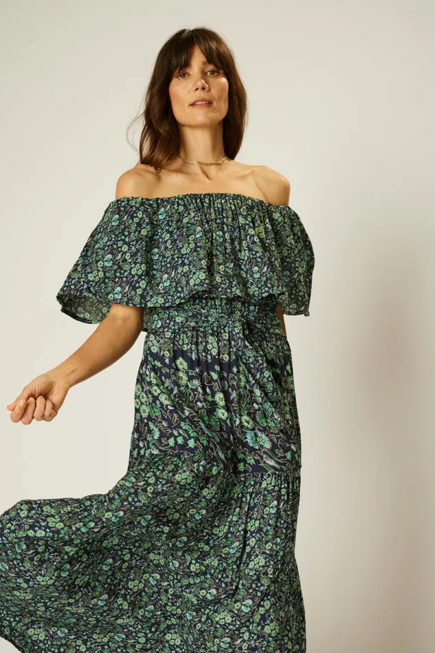 Dresses Shop Natalie Martin NAOMI DRESS WITH SASH Petite Fleur Marine
