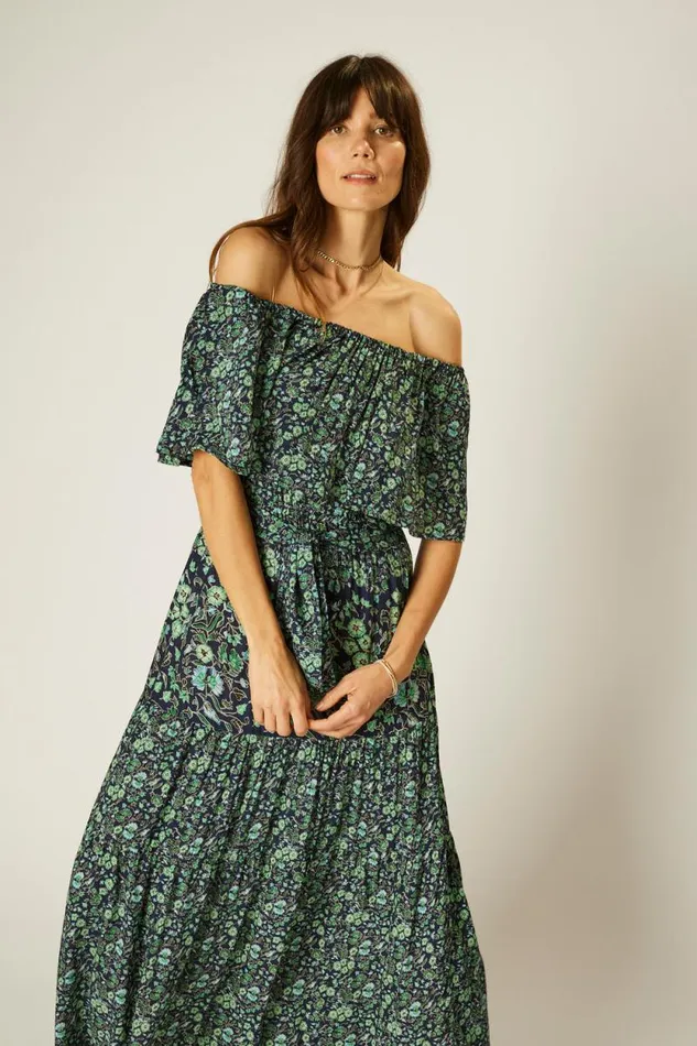 Dresses Shop Natalie Martin NAOMI DRESS WITH SASH Petite Fleur Marine