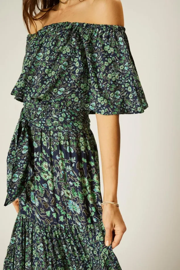 Dresses Shop Natalie Martin NAOMI DRESS WITH SASH Petite Fleur Marine