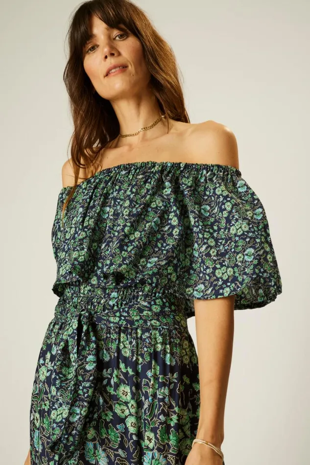 Dresses Shop Natalie Martin NAOMI DRESS WITH SASH Petite Fleur Marine