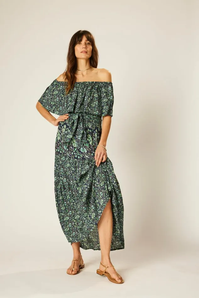 Dresses Shop Natalie Martin NAOMI DRESS WITH SASH Petite Fleur Marine