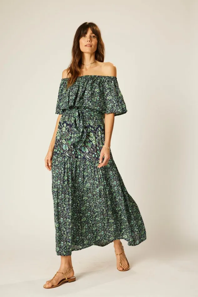 Dresses Shop Natalie Martin NAOMI DRESS WITH SASH Petite Fleur Marine