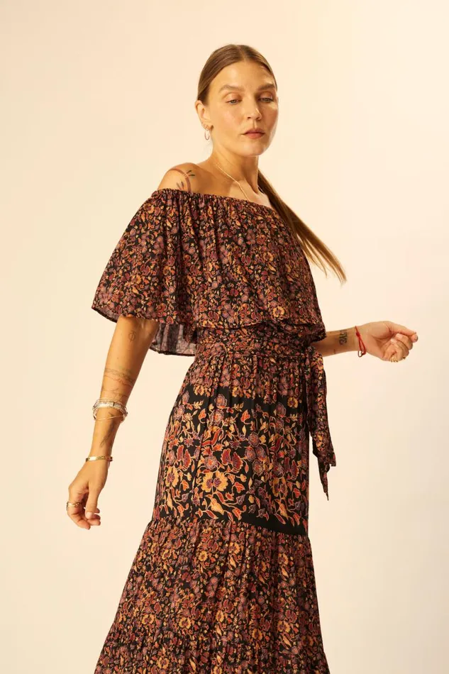 Dresses Shop Natalie Martin NAOMI DRESS WITH SASH Petite Fleur Noire