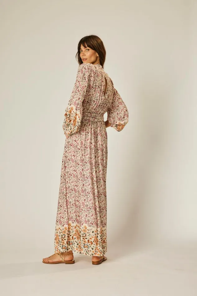 Dresses Shop Natalie Martin NICO LS MAXI WITH SASH Petite Fleur Rose