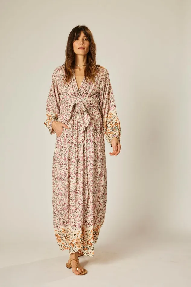 Dresses Shop Natalie Martin NICO LS MAXI WITH SASH Petite Fleur Rose