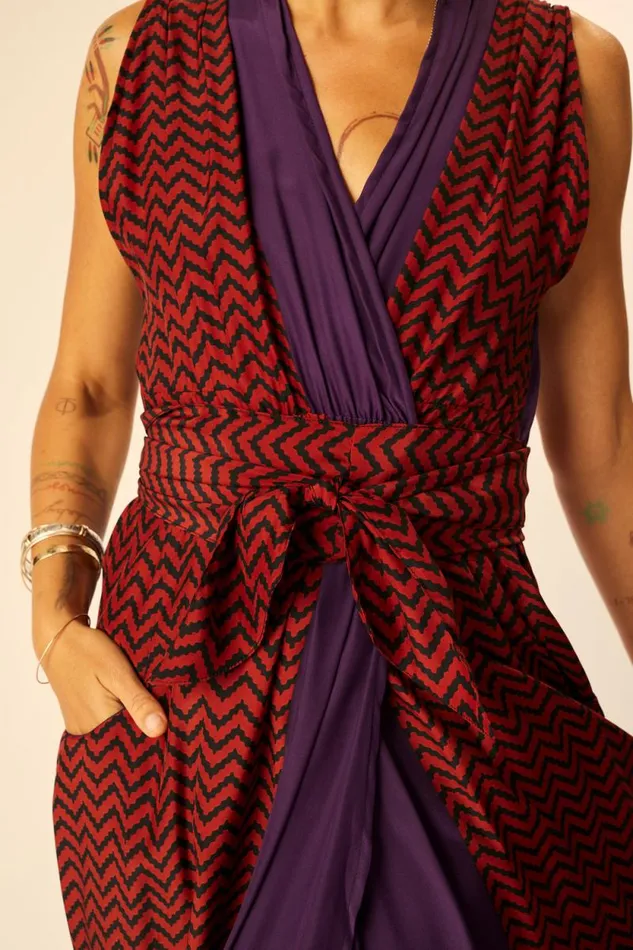 Dresses Shop Natalie Martin NICO SLEEVELESS MAXI Block Zigzag Aubergine
