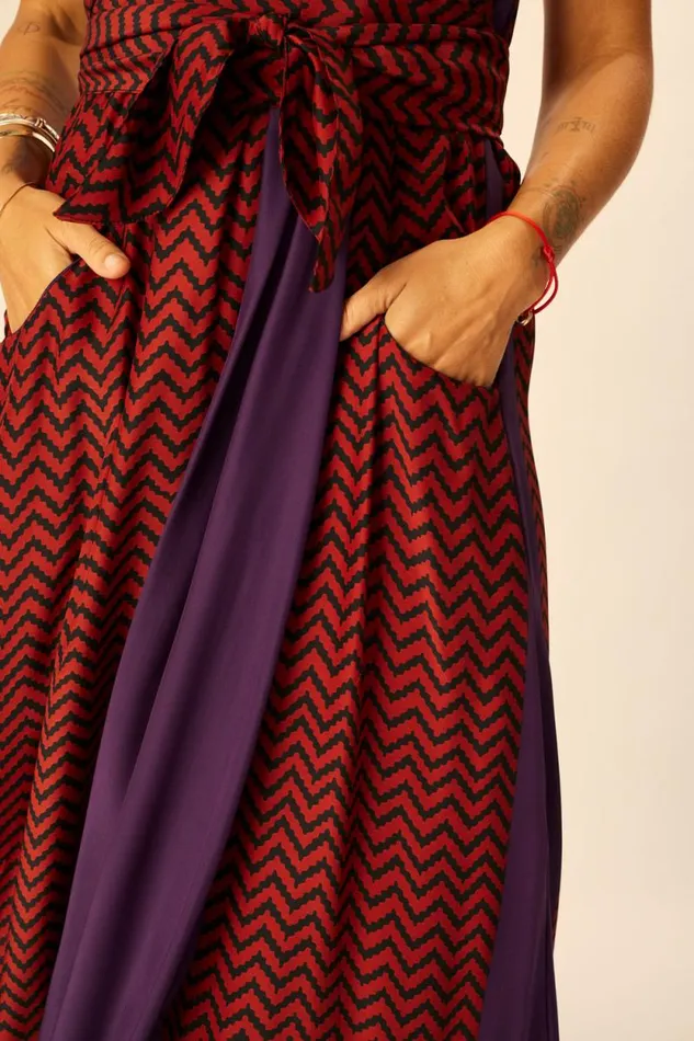 Dresses Shop Natalie Martin NICO SLEEVELESS MAXI Block Zigzag Aubergine