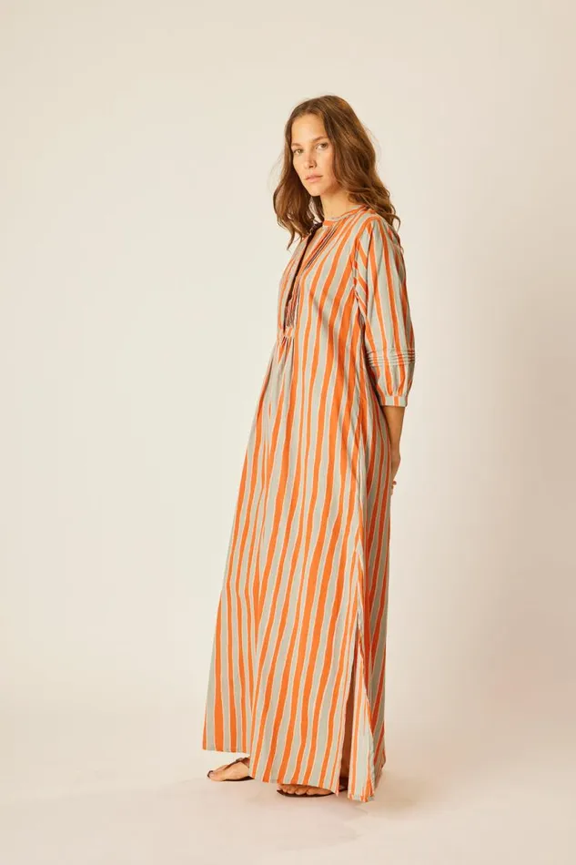 Dresses Shop Natalie Martin SAMMIE MAXI Batik Stripe Sage