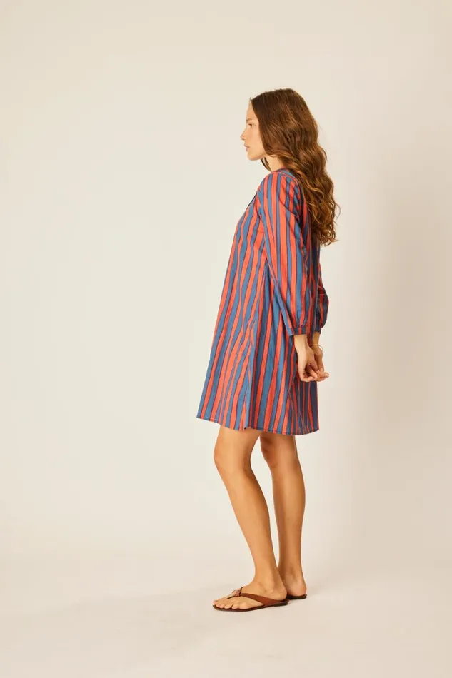Dresses Shop Natalie Martin SAMMIE SHORT DRESS Batik Stripe Navy