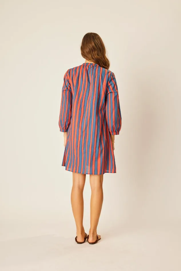 Dresses Shop Natalie Martin SAMMIE SHORT DRESS Batik Stripe Navy