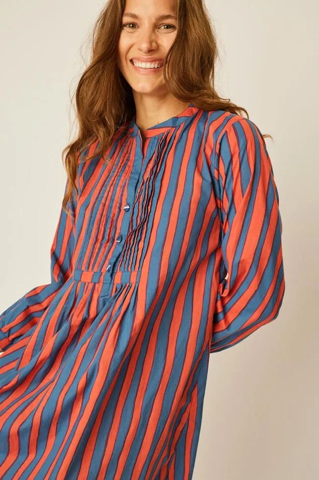 Dresses Shop Natalie Martin SAMMIE SHORT DRESS Batik Stripe Navy