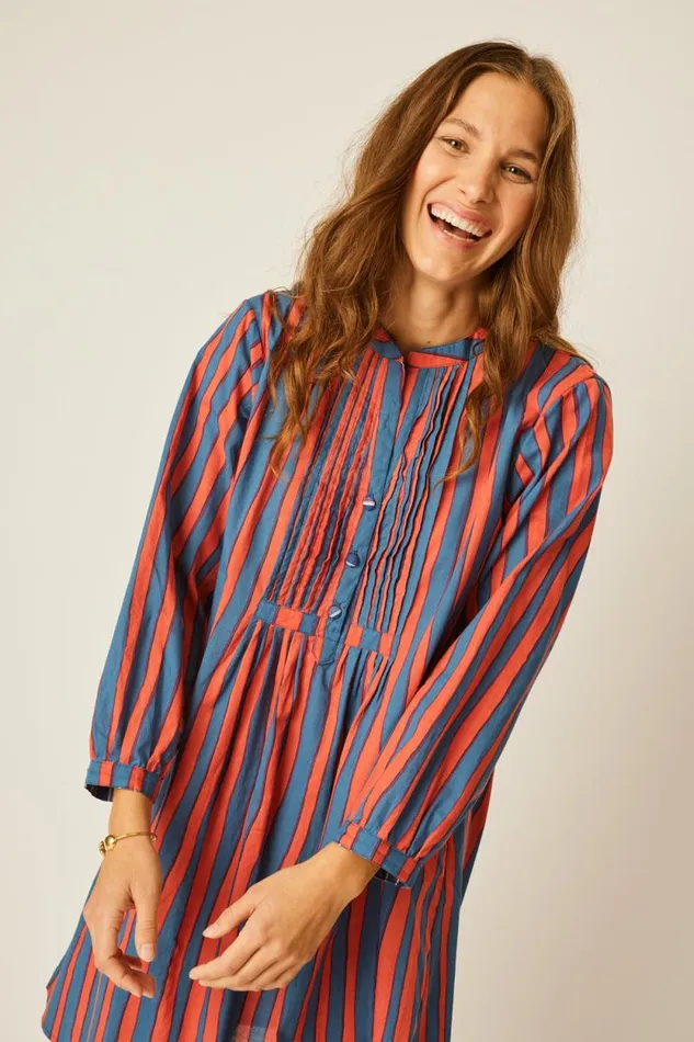 Dresses Shop Natalie Martin SAMMIE SHORT DRESS Batik Stripe Navy