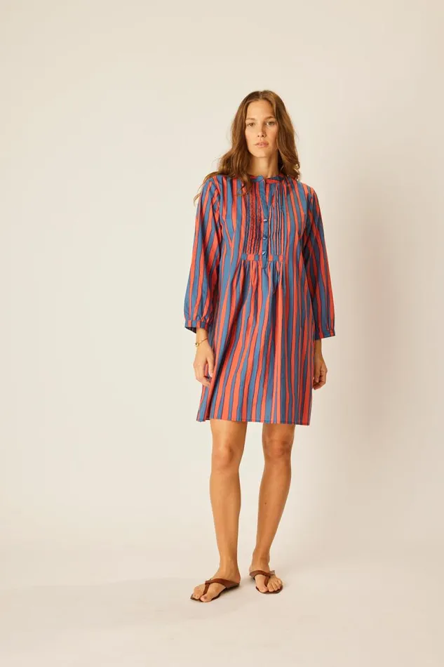 Dresses Shop Natalie Martin SAMMIE SHORT DRESS Batik Stripe Navy